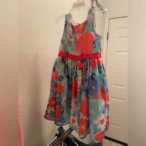 Multi colored floral print girls dress